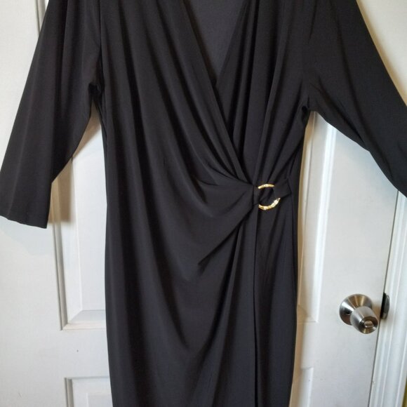 Kasper Plus size faux wrap Black Dress - Picture 2 of 4